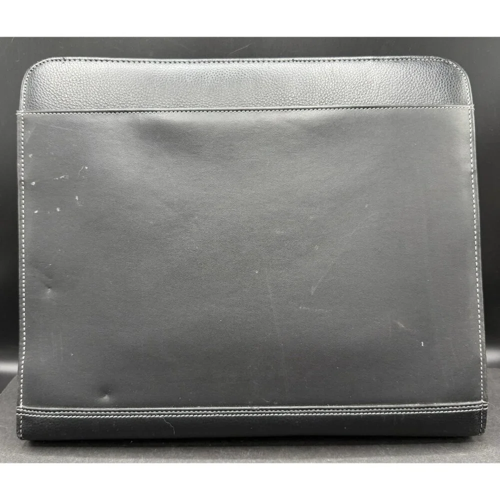 Franklin Covey Black Leather Day Planner Binder Organizer Handles Zipper